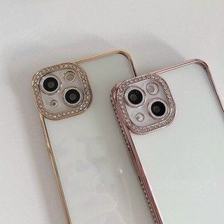 Ốp silcion lưng nhám viền đính đá ip15 pro/ ip15 pro max