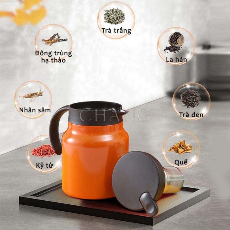 Ấm Pha Trà Giữ Nhiệt Ninox 316 800ml 1000ml Bằng Thép Không Gỉ Tiện Lợi Cho Gia Đình