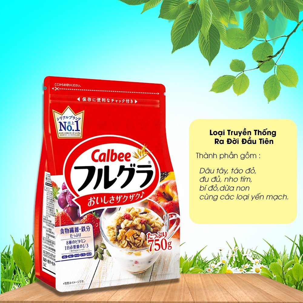 Ngũ cốc Calbee Nhật Bản ngũ cốc dinh dưỡng hạt và trái cây đủ vị ăn kiêng ăn sáng bổ sung dưỡng chất Rose.beautify