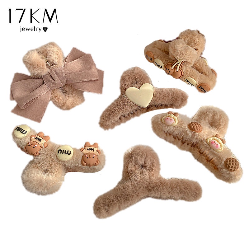 Kẹp tóc đính nơ 17KM họa tiết hoạt hình phong cách Hàn Quốc