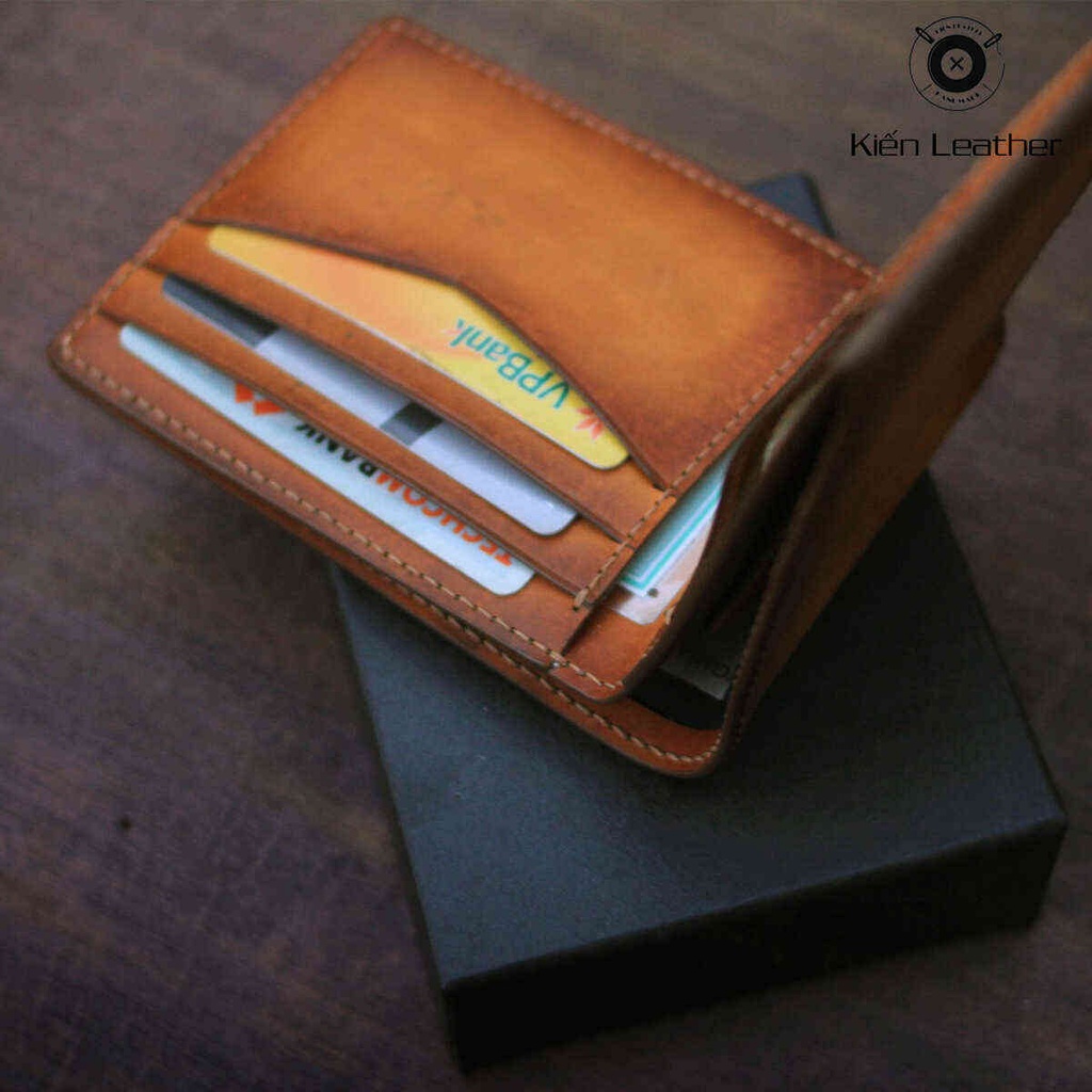 Ví nam dáng ngang, Màu PATINA thủ công độc đáo, Kiến Leather VNV01