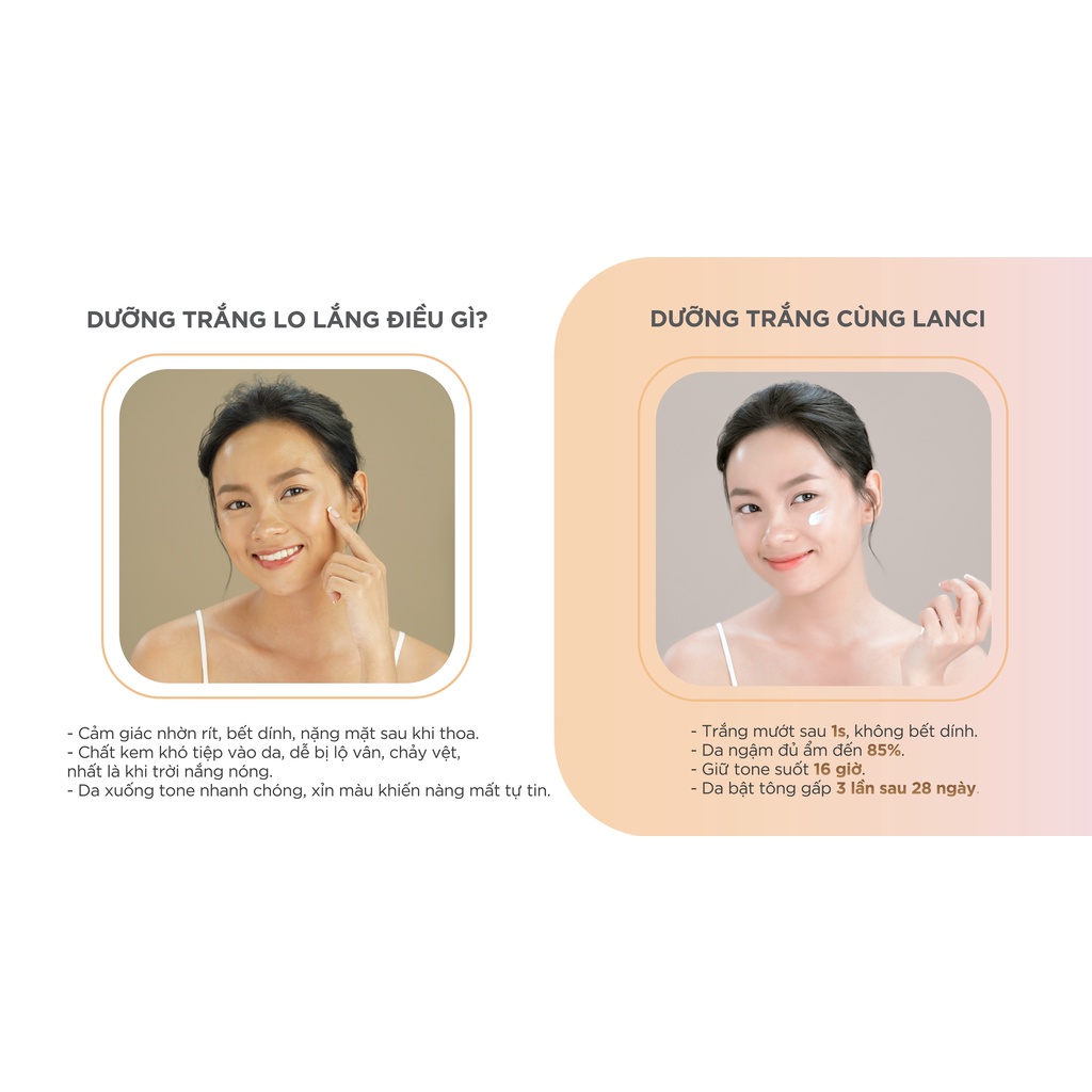 Kem Dưỡng Trắng Da Hàn Quốc LANCI Trắng Ngay Sau 1s Whitening Cream 50ml