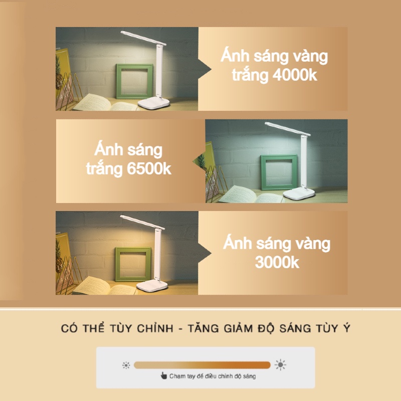Đèn học đọc sách, để bàn làm việc có pin tích điện chống cận 2023