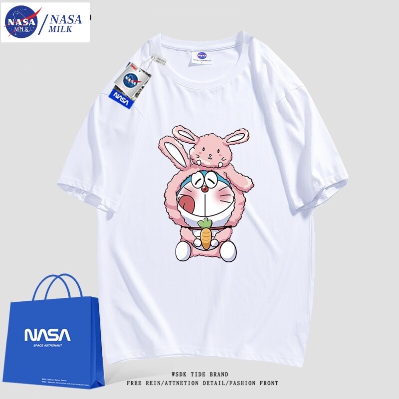 Áo Thun Cotton Ngắn Tay Họa Tiết Doraemon Xinh Xắn Dành Cho Cặp Đôi