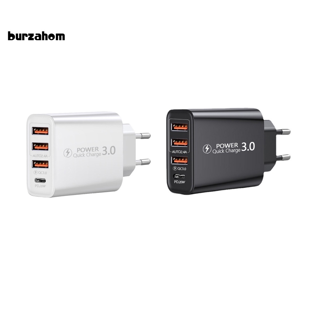 Bộ Chia 3 Cổng Sạc USB Và Type-C Phích Cắm EU Đa Năng Cho Điện Thoại