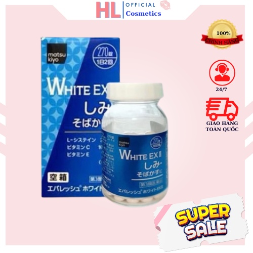 Viên uống Skin White EX ll 270 viên, Viên uống trắng da, mờ thâm nám, mờ tàn nhan, cải thiện sắc tố da, myphamhanhluan | BigBuy360 - bigbuy360.vn