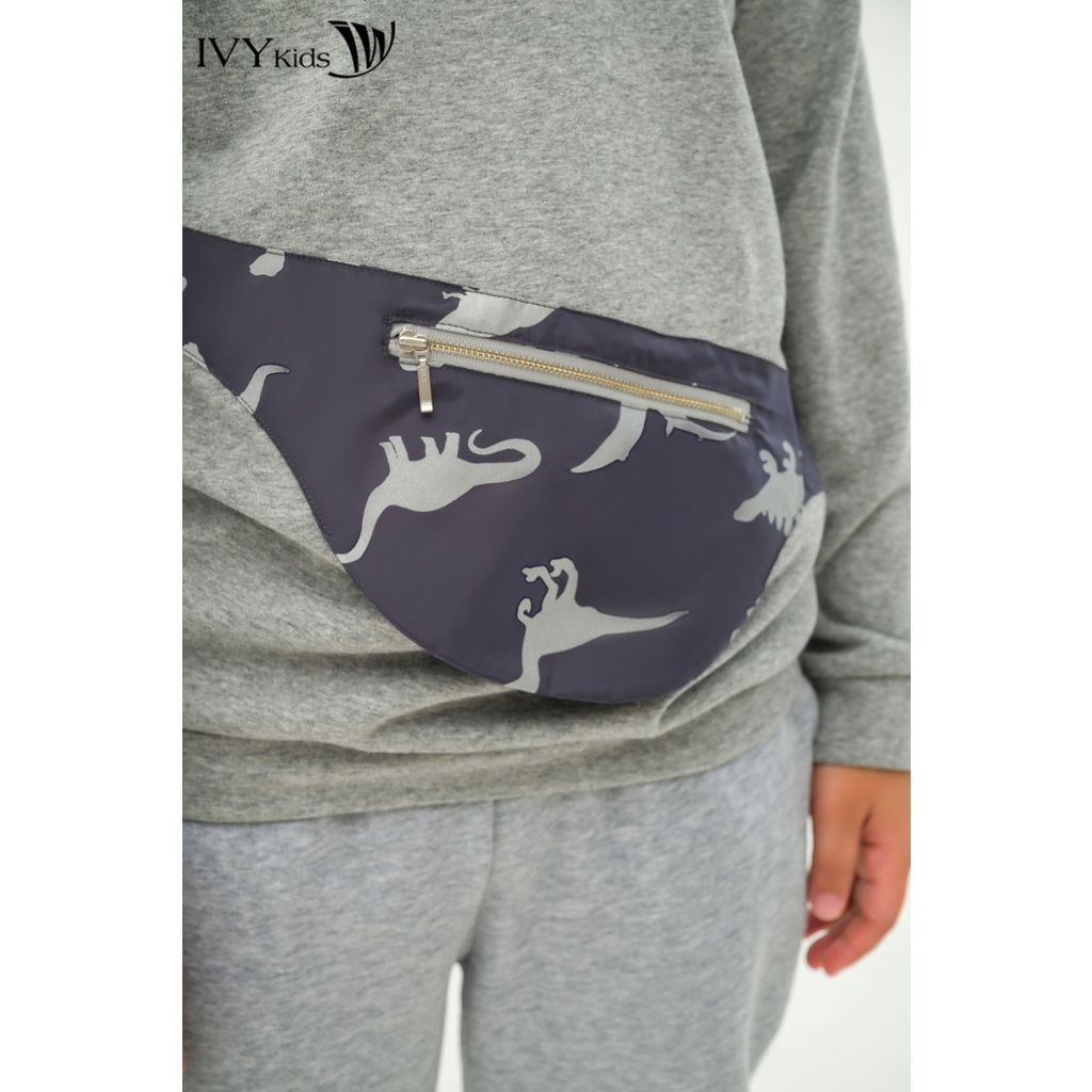 Áo hoodie phối túi bé trai IVY moda MS 59K1517
