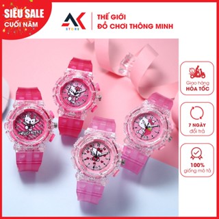 Đồng Hồ Đeo Tay Có Đèn Led Phát Sáng In Hình Hello Kitty Có Đèn Sáng Siêu Dễ Thương