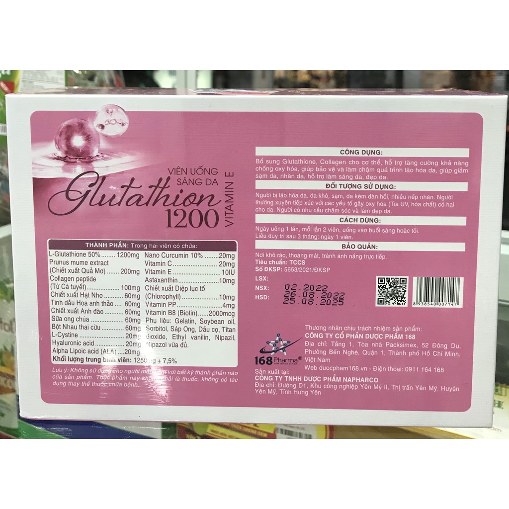 Viên uống sáng da Glutathion 1200 bổ sung thêm Collagen