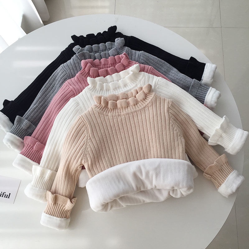Áo Sweater Cotton Lót Lông Cừu Dày Dặn Giữ Nhiệt Mùa Đông Phong Cách Phương Tây Cho Bé GáiÁo len nữ Fleece Hàng tồn kho