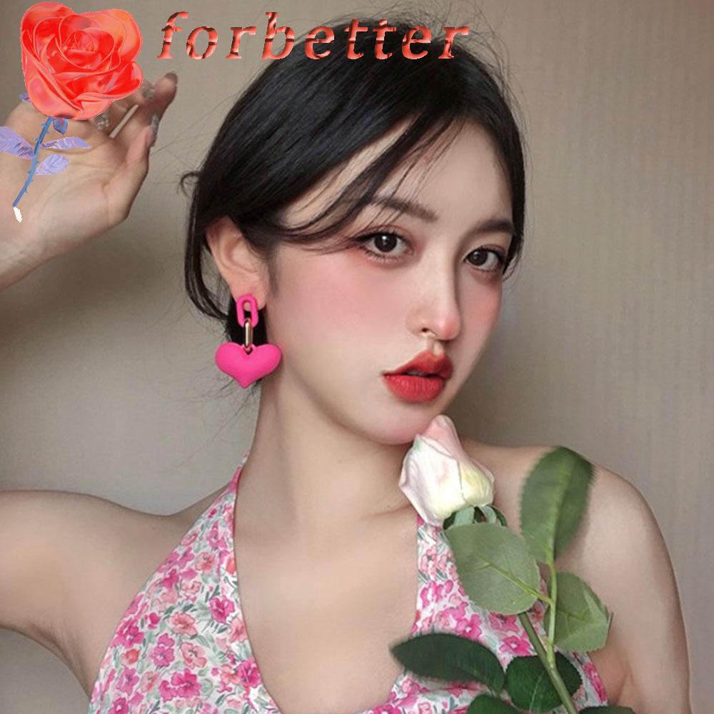 Khuyên Tai Lủng Lẳng Hình Trái Tim Bằng Resin Màu Vàng Hồng Phong Cách Hàn Quốc Cho Nữ