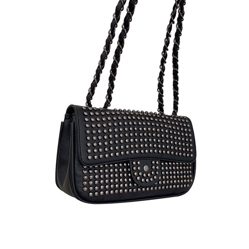 Túi Đeo Chéo Nhỏ Hình Vuông Đính Đinh Tán Thời Trang Đường Phố Cho Nữ