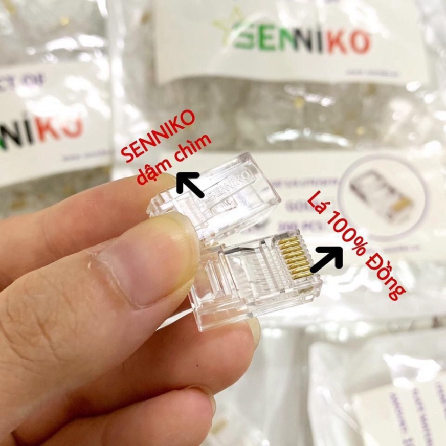 Hạt mạng Cat5 Cat6  Golden Japan  SENNIKO Lá đồng tiếp xúc dầy