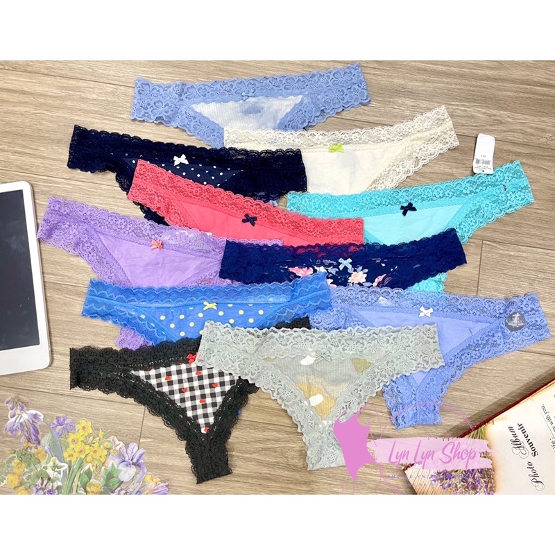 Set 4 quần lót nữ-quần lọt khe  Aerie xuất chuẩn xịn, chất cotton viền ren cực đẹp- có bigsize cỡ to