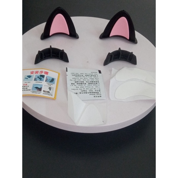 Tai mèo nhựa  dẻo cao cấp gắn mũ bảo hiểm có kèm keo silicon siêu  dính