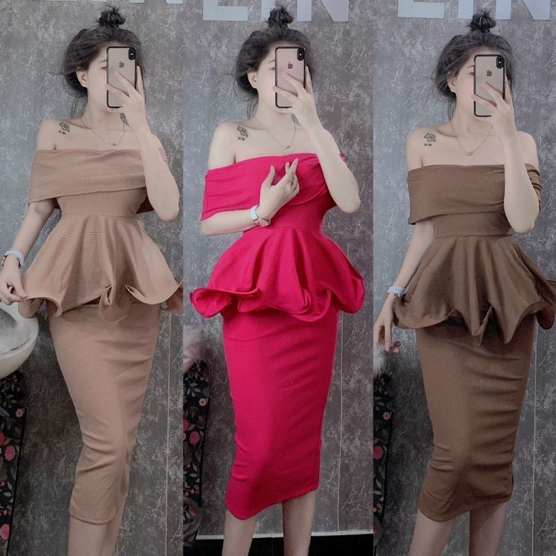 ĐẦM TRỄ VAI CHÂN ZIP DÀI TUNG XOÈ QUẮN CƯỚC A SIÊU HOT CHẤT LIỆU GÂN TĂM