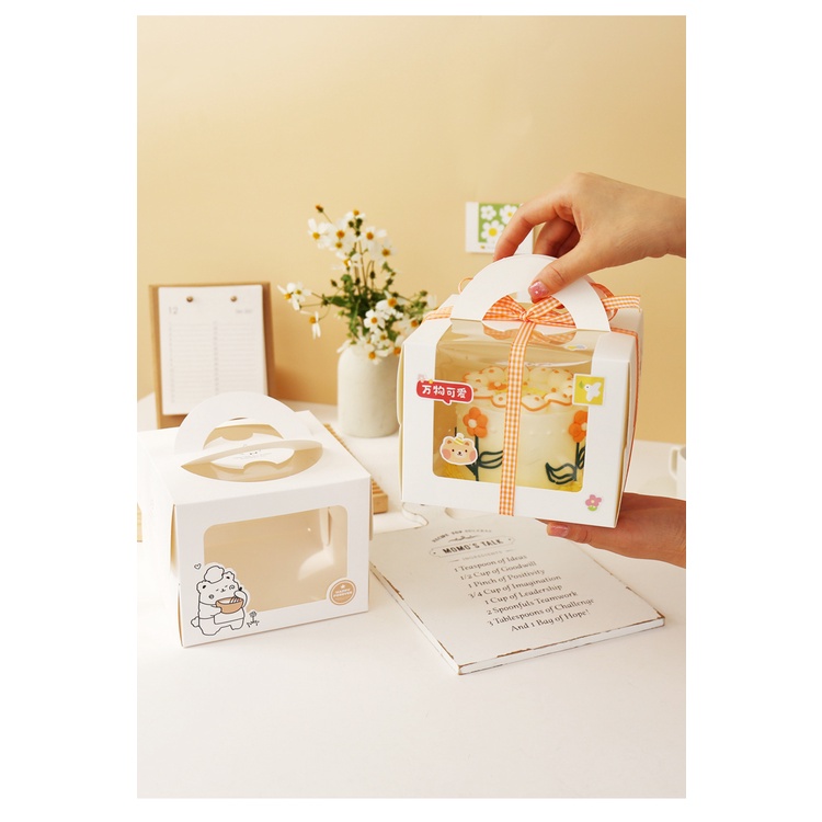 HỘP BÁNH KEM HOẠ TIẾT 16 X 16 12,5 CM