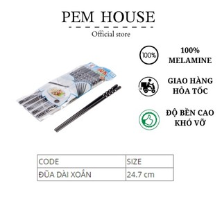 Bich 10 đôi đũa nhựa melamine dài xoắn