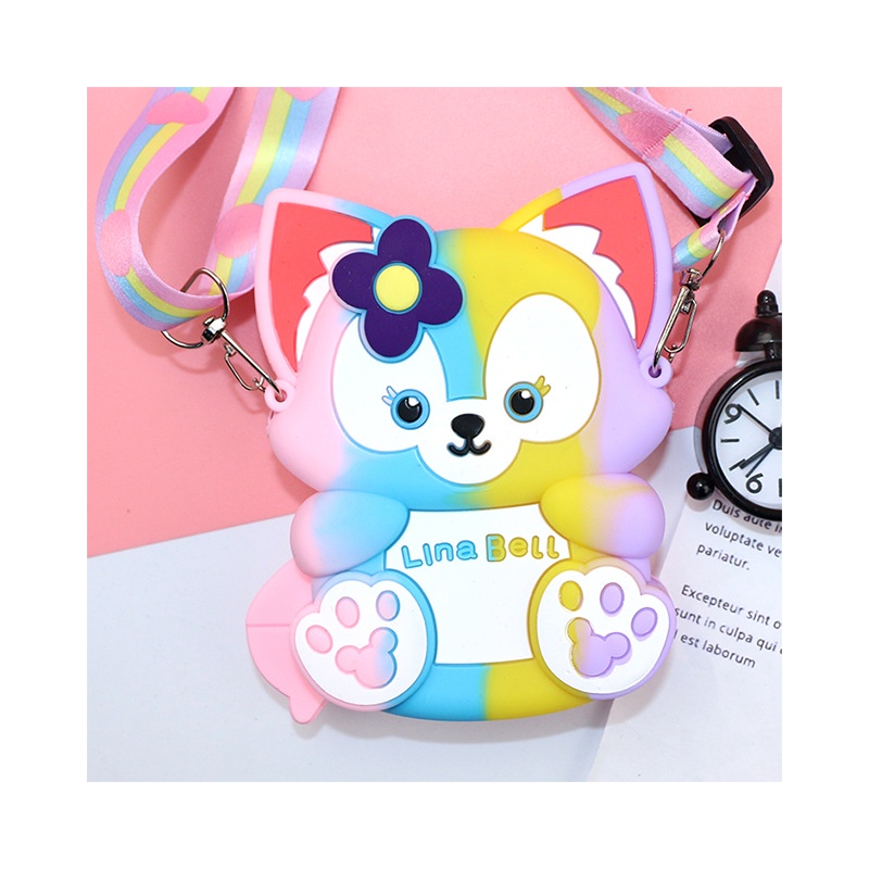 Túi đeo cho bé dễ thương hình mèo hoa siêu đẹp mini phong cách Hàn Quốc chất liệu silicon Fullbaby114