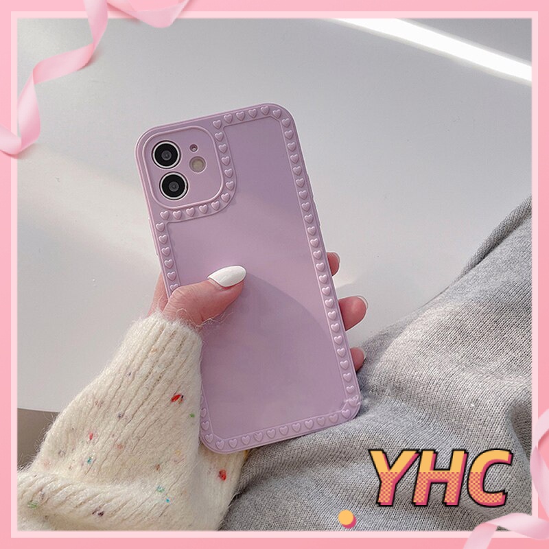 Ốp Điện Thoại Màu Trơn Họa Tiết Trái Tim Cho Iphone 6s 6splus 7 7plus 8 8plus X XS XSMAX 11 12 Pro Max Plus Promax-020
