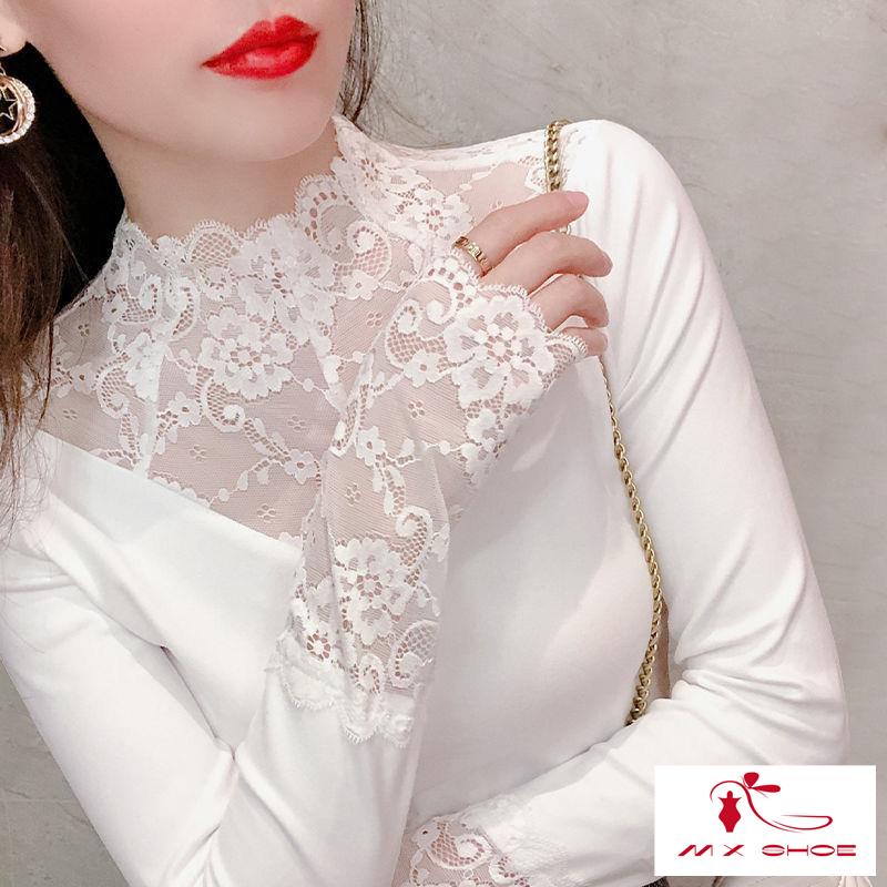 Áo Ren Lưới Dày Cổ Cao Hai Mặt Giữ Ấm Mùa Thu Đông Phiên Bản Hàn Quốc Cho Nữ