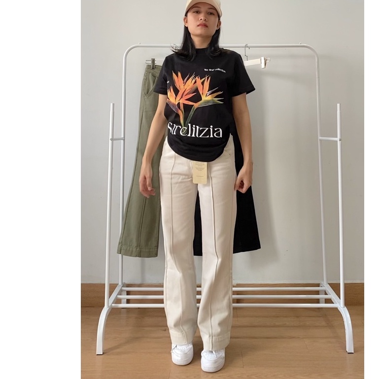 Quần Jean Ống Đứng Nữ PULL&BEAR Quần Jean Ống Suông, Ống Rộng Gập Lai Giữa Dài 100 - 103cm