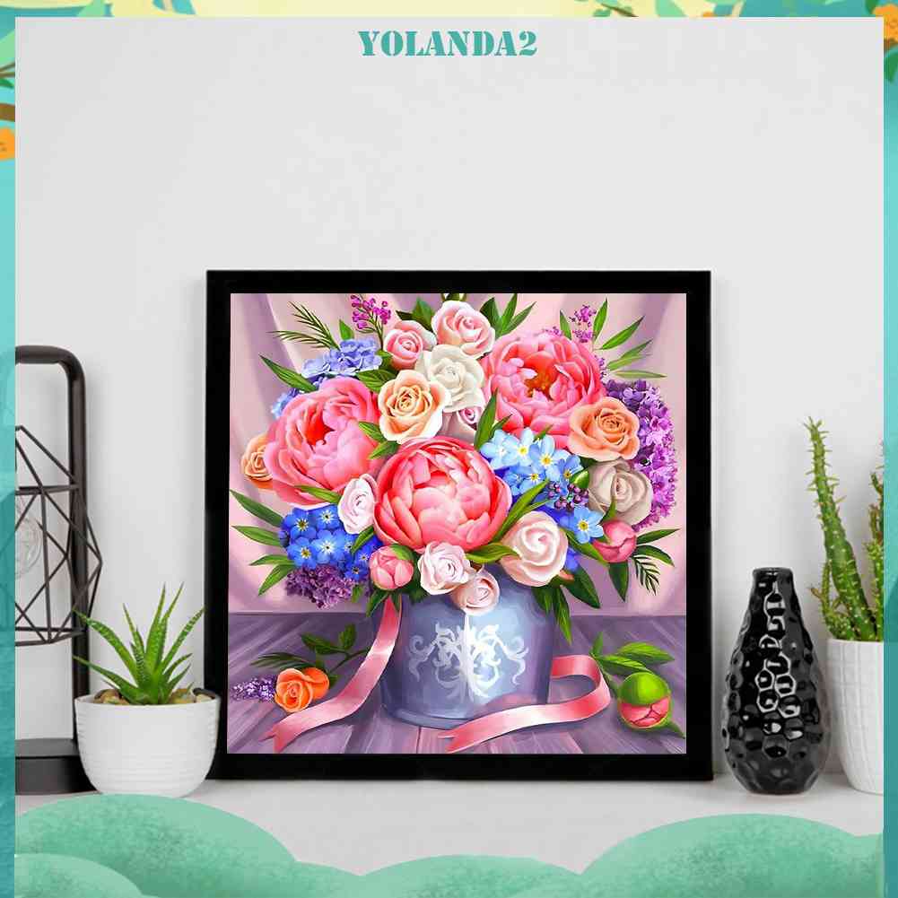 Bộ Tranh Đính Đá Toàn Bộ Họa Tiết Hoa Độc Đáo Trang Trí Nhà Cửa