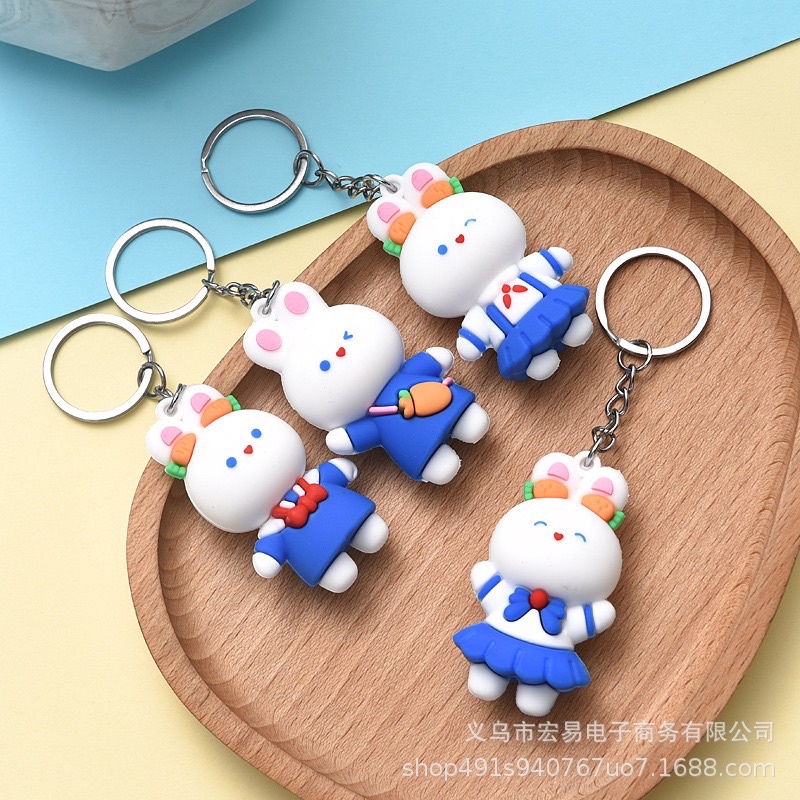 Móc Khoá Hình Chú Thỏ Váy Xanh Xinh Nhất Quả Đất