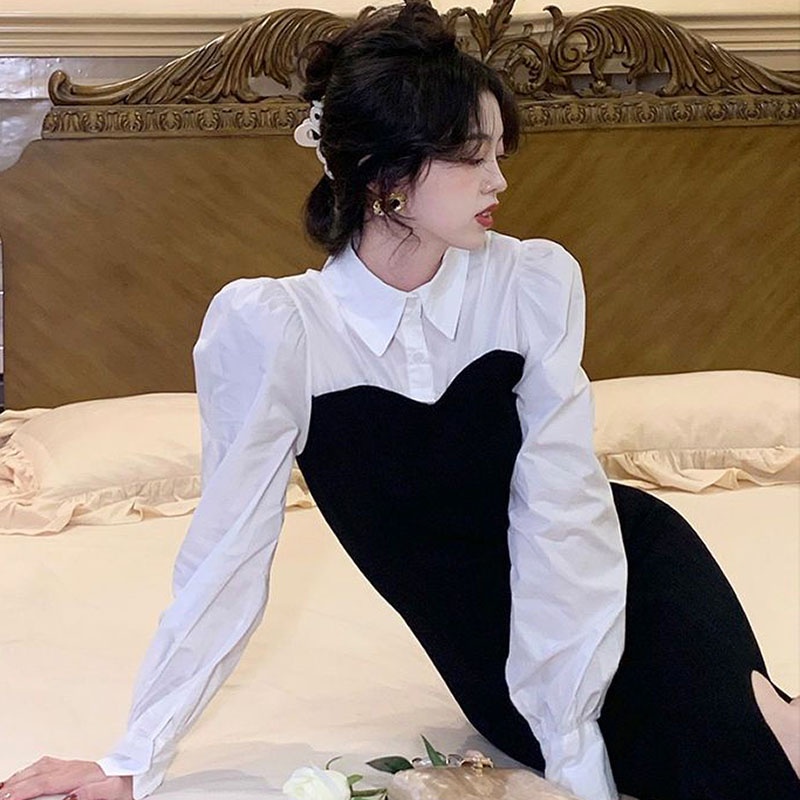 IELGY IELGY Đầm Dệt Kim Dáng Ôm Xẻ Tà Đơn Giản Thời Trang Cho Nữ