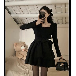 Váy dáng xòe kèm đai thắt eo Basic siêu xinh - Hana66