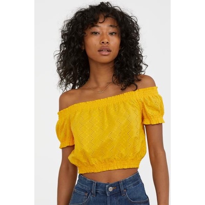 Áo croptop trễ vai thêu hoa HM