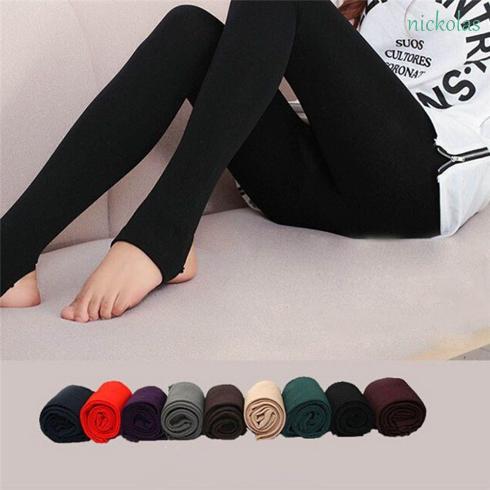 Quần Legging Giả Len Phối Nhung Dày Màu Sắc Trơn Thời Trang Mùa Đông