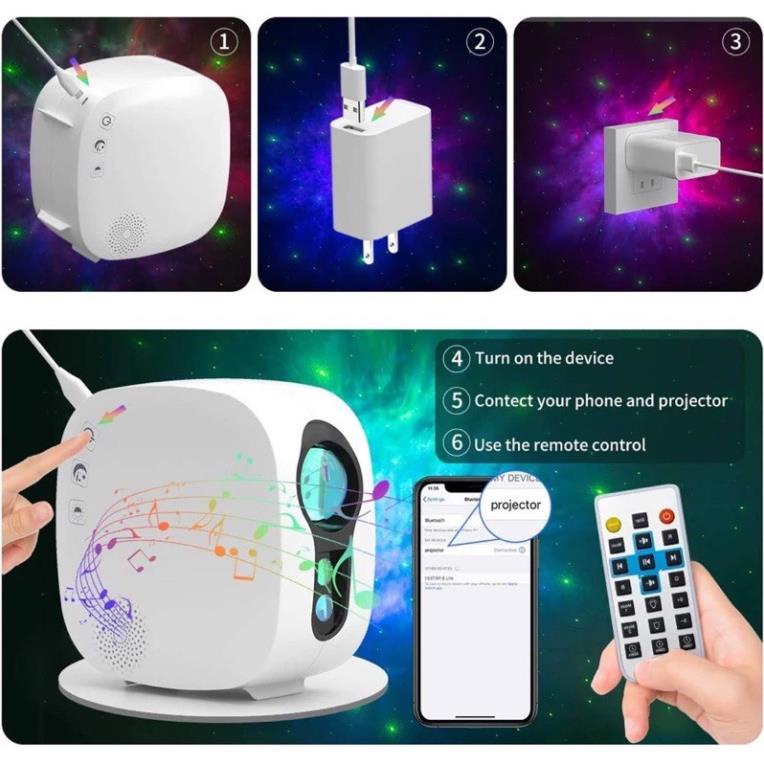 Đèn ngủ chiếu sao V2 Chiếu Bầu Trời Sao Version 2 Galaxy Kết Hợp Loa Bluetooth Dùng Cho Phòng Ngủ Và Phòng Bay