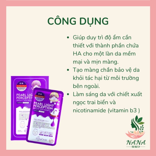 Mặt Nạ Dưỡng Trắng Và Cấp Nước HA Pearl Light Perception Nuôi Dưỡng Da Căng Mịn