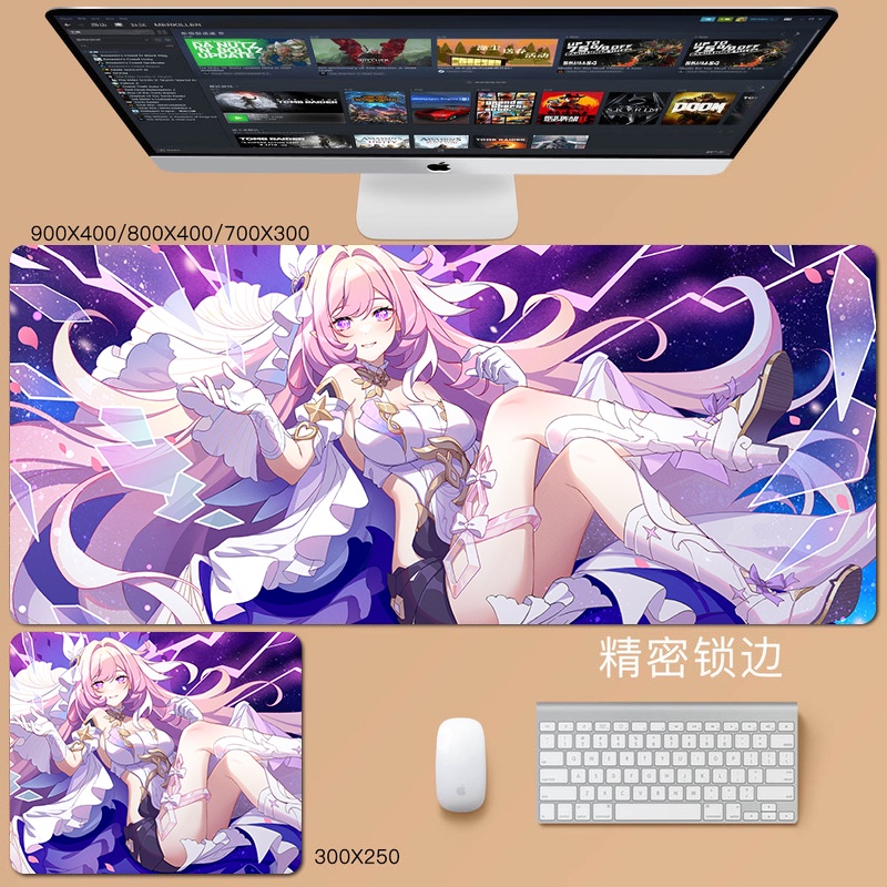 Elysia mouse pad Honkai Impact 3 custom Herrscher of Human:Ego keyboard pad goblin Raiden Mei anime Herrscher of Thunder new Herrscher game Bronya Zaychik table pad pink girl