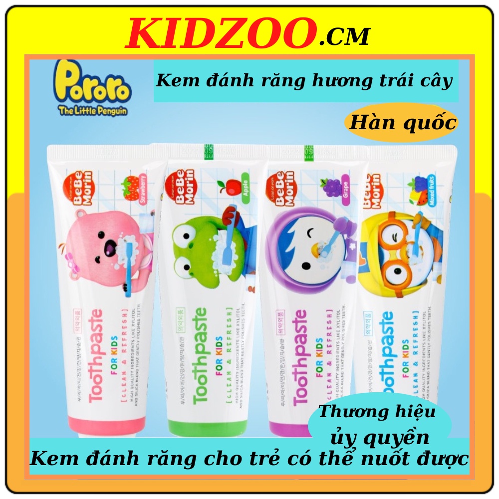 Kem đánh răng cho bé trẻ em nuốt được vị trái cây rất thơm chống sâu răng từ 2 - 12 tuổi KIDZOO