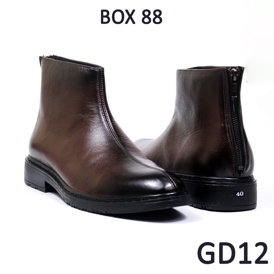 Zip boots khoá kéo nâu da bò, zipboots, chelsea boots khoá kéo