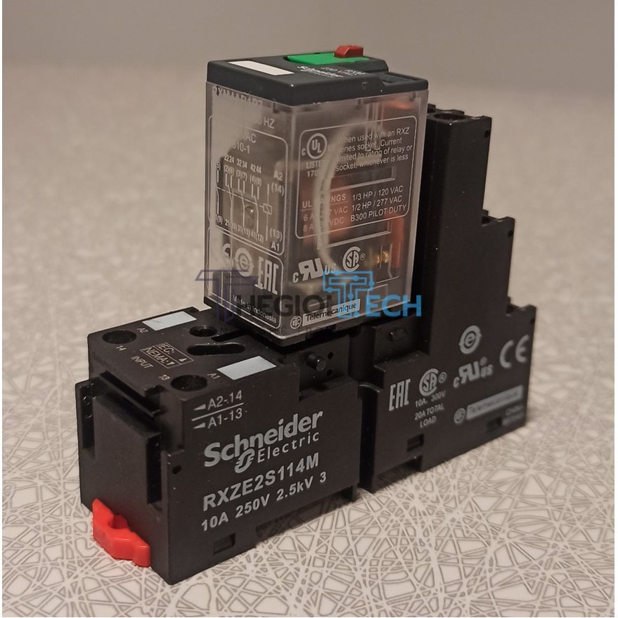 Rơ le trung gian 14 chân RXM 230VAC, RXM 24VDC, đế RXZE2S114M chính hãng Schneider - Đế + Coil 230VAC