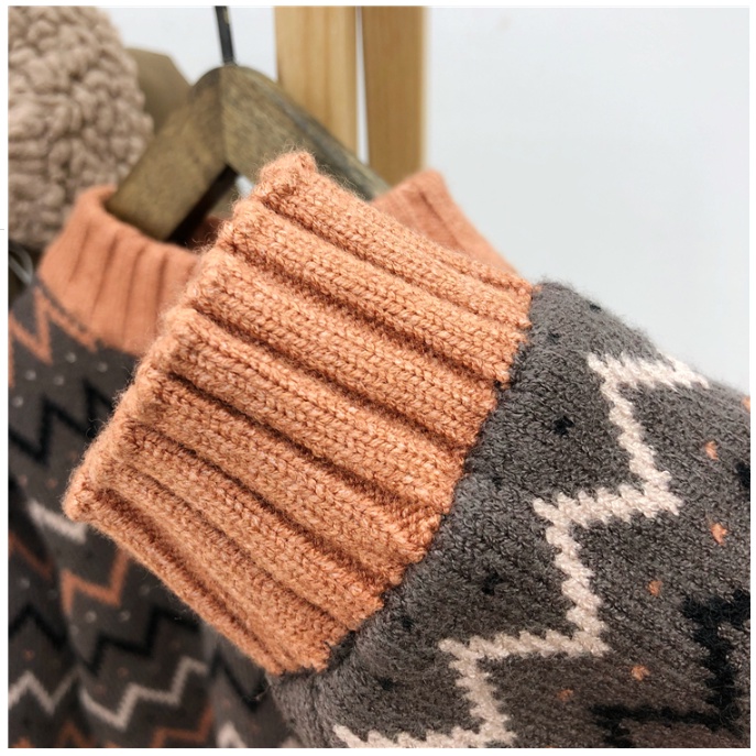 Áo Sweater Dệt Kim Chui Đầu Vải Lông Cừu Kiểu Hàn Quốc Dễ Thương Cho Bé