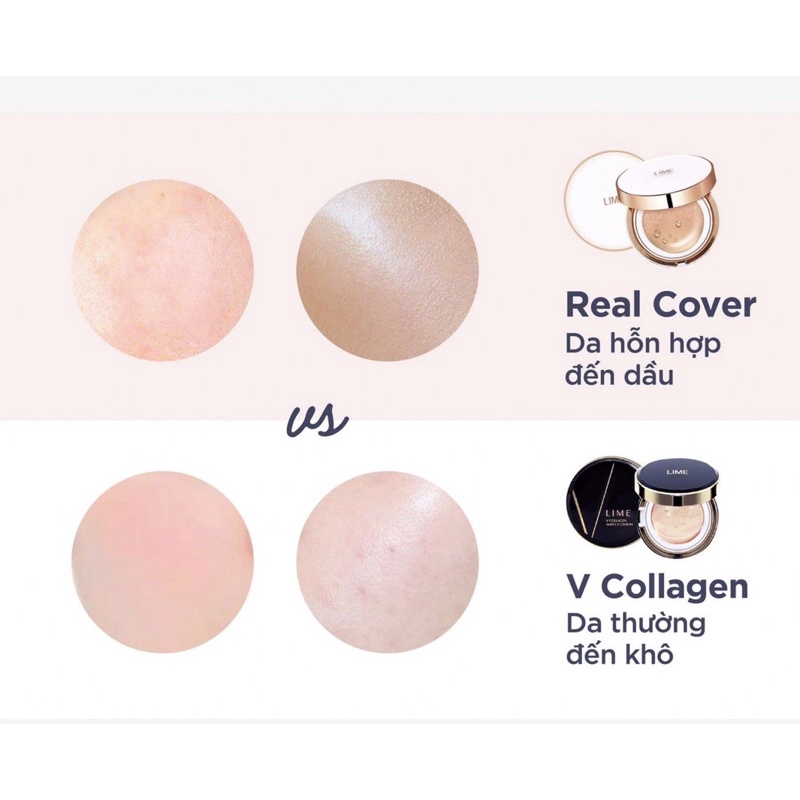 Phấn Nước Lime Real Cover Pink / V Collagen Ample Cushion Spf50+ / Pa+++
