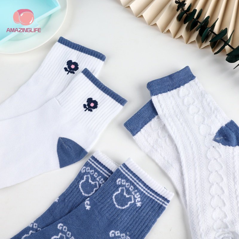 Vớ Họa Tiết Sọc Caro / Gấu Hoạt Hình Phong Cách Harajuku Thời Trang Cho Nữ