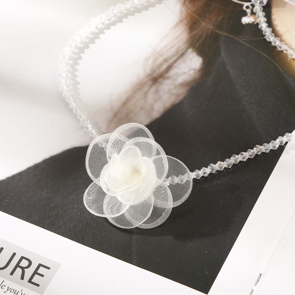 Băng Đô Vải Lưới Đính Hoa Và Ngọc Trai Thời Trang Cho Bé Gái