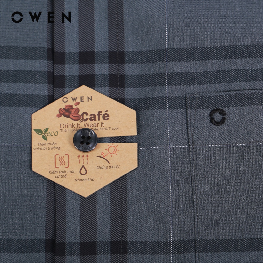 OWEN - Áo sơ mi dài tay Regular Fit Xanh rêu Cafe - AR220859DT