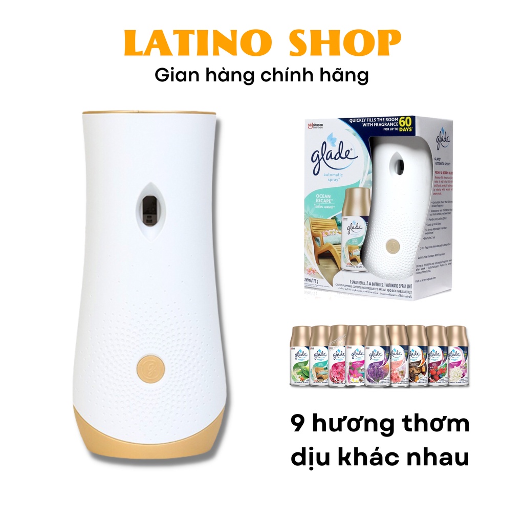 Máy Xịt Thơm Phòng Tự Động GLADE 7 Hương Thơm Dịu Nhẹ, Thay Lõi 269ml,