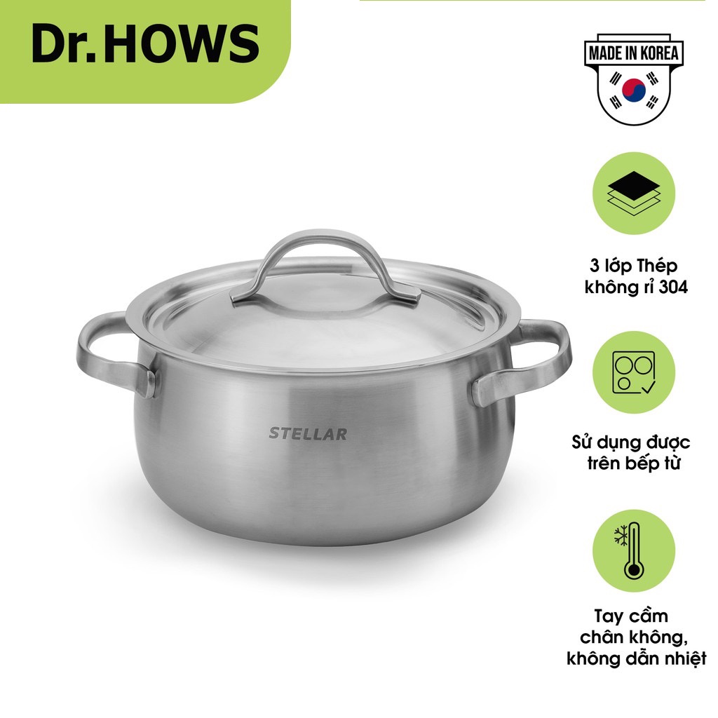 Nồi nấu Inox 3 lớp Dr.HOWS Stella Casserole