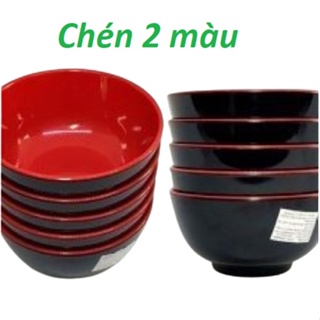 Combo 5 Chén Ăn Cơm Màu Đen, Nâu Trắng, Bát Ăn Cơm Melamine Cao Cấp