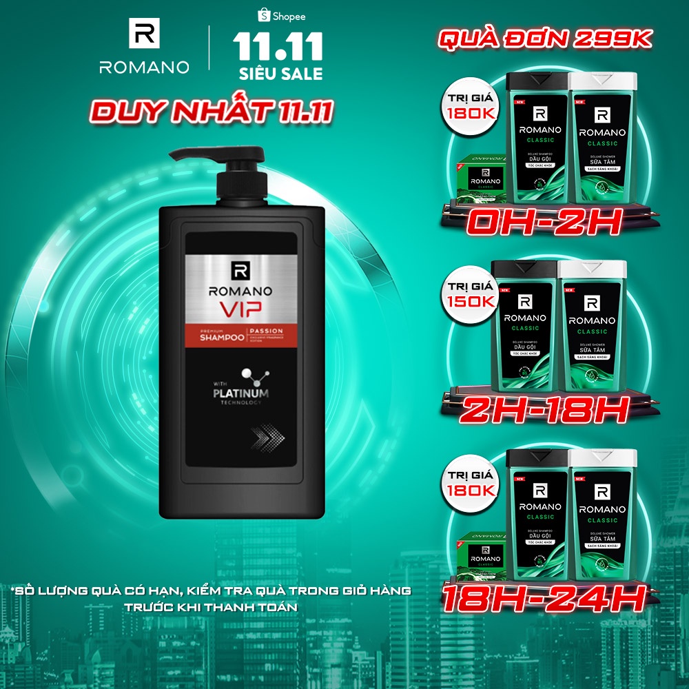 Dầu gội cao cấp Romano Vip 650g Passion