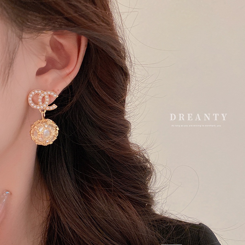 Bông Tai Mạ Bạc Đính Ngọc Trai Và Kim Cương Nhân Tạo Thời Trang