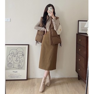 Chân váy bút chì dạ CHALIN dáng dài phong cách ulzang CV-117