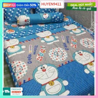 Bộ drap 1.2x2m mèo máy Ddorremon+2 vỏ gối